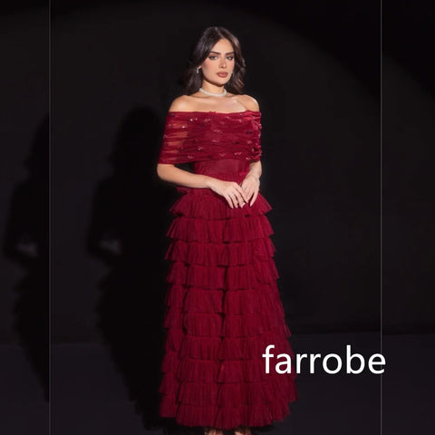 Sonicelife Customized Matching Net Pleat A-line Off-the-shoulder Midi Dresses Prom Dresses Classic Exquisite Modern Style Pastrol  Chinese (PRE-ORDER)