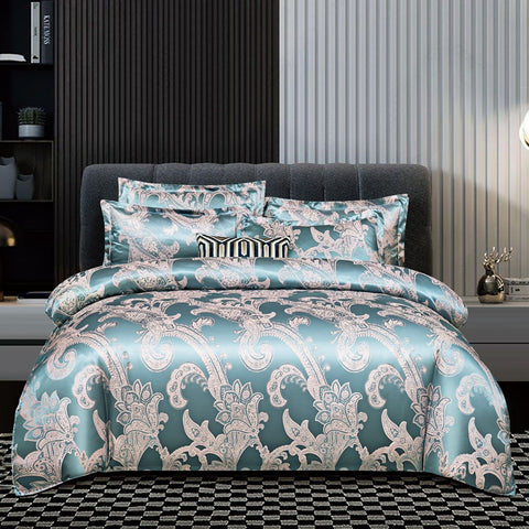 Sonicelife High End Jacquard King Size Bedding Set Luxury European Wedding Bedding Sets Queen American Satin Double Duvet Cover Set 220x240