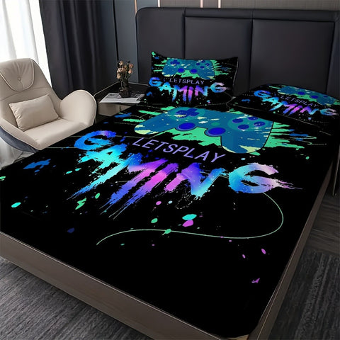Sonicelife Painted Player Game Controller Print Fitted Sheet Set Mattress Cover Bedding Comfortable Breathable Bedding Set With Deep Pocket