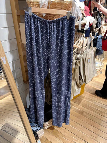 Sonicelife Navy Blue Floral Print Pants Women Drawstring High Waist Loose Straight Trousers Summer Casual Y2k Sweet Streetwear Sweatpant