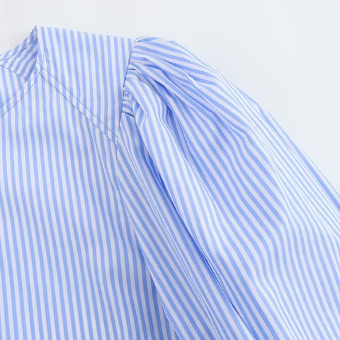 Sonicelife Women's Striped Round Neck Shirt Simple and Versatile Casual Slimming Short Top Poplin Texture New