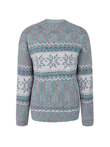 Back To School Sonicelife Snowflake Jacquard Mock Neck Sweater