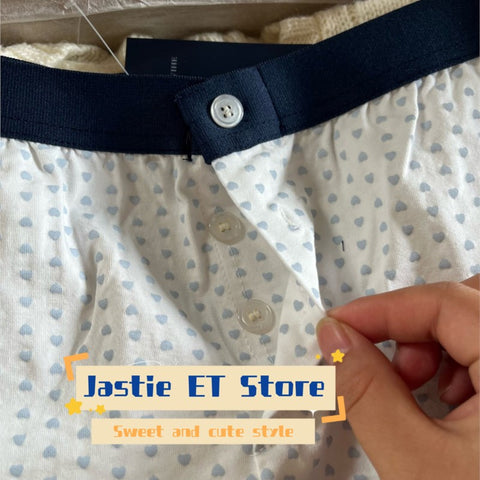 Sonicelife Chic Blue Heart Print Tight Women Shorts 2025 Fashion Three Button Elastic Waist Summer Shorts Homewear Casual Sweet Y2K Trouser