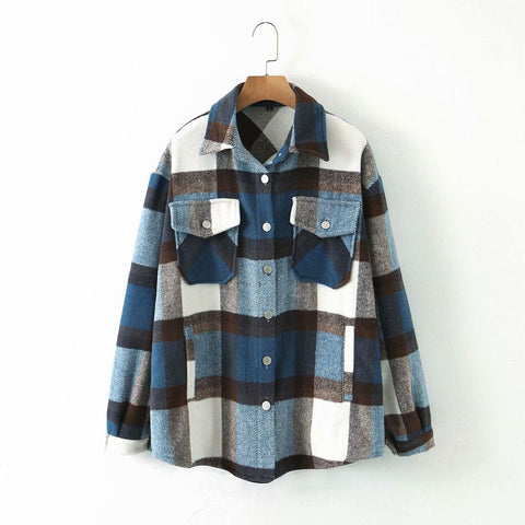 Sonicelife Lapel check wool coat