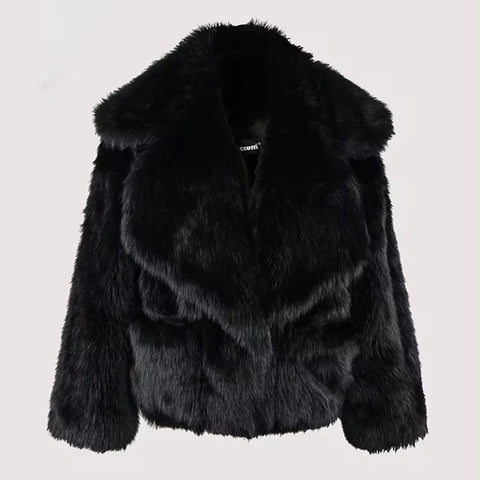 christmas outfit Sonicelife Winter Short Oversized Hairy Soft Thick Warm Black Faux Fur Coat Women Loose Luxury Blue White Pink Fluffy Jacket