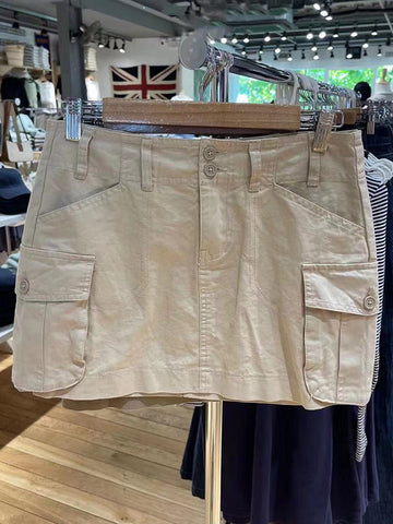 Sonicelife Casual Women Solid Cargo Pants Women Pockets High Waist A-line Mini Skirts Female Y2k Streetwear Cotton Bottoms 2025