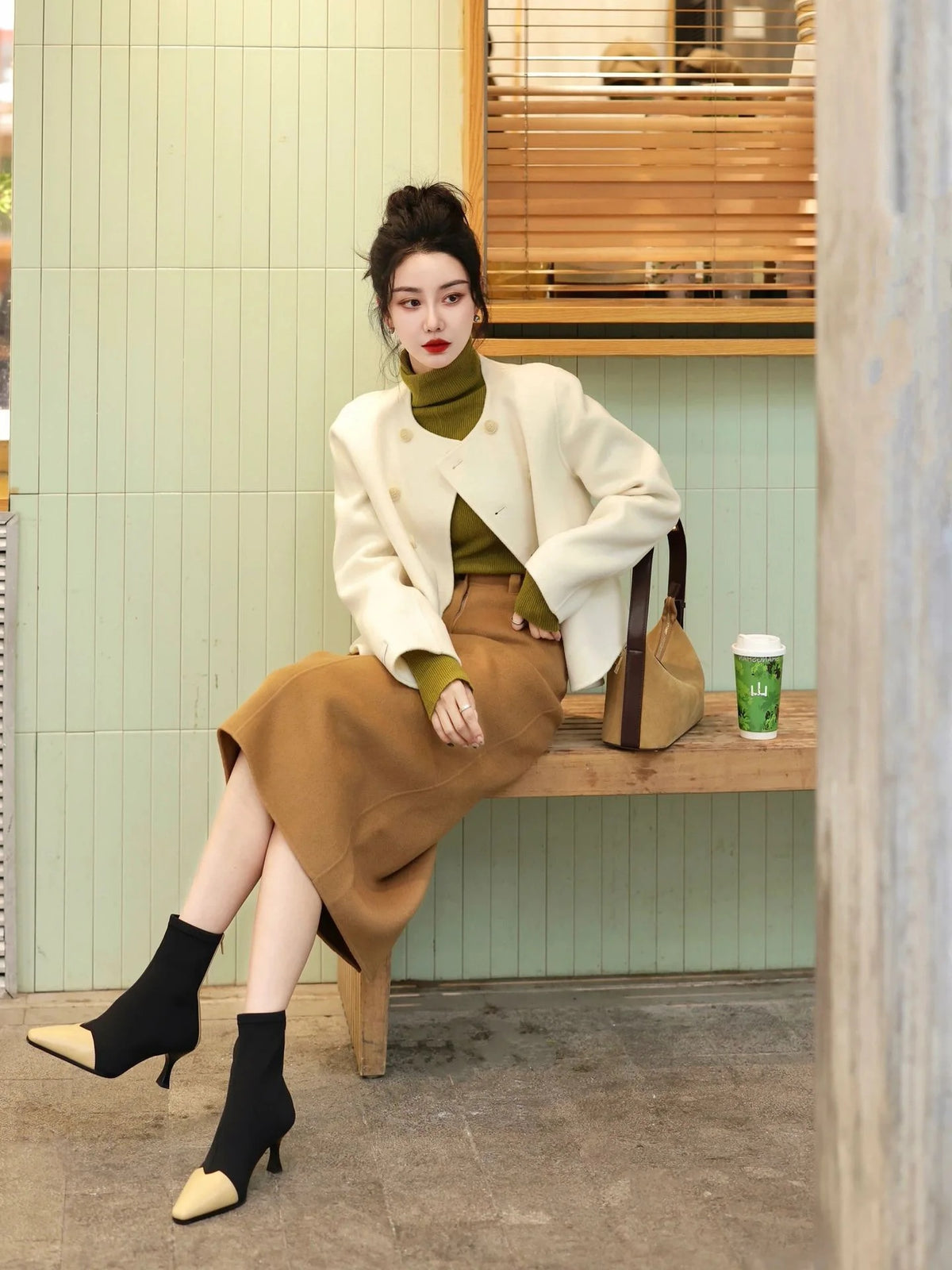 thanksgiving outfit Sonicelife Fashionable High-End Tweed Style Women's Sweater Skirt Leather Jacket Suit New Arrival Autumn 2024 Elegant and Stylish