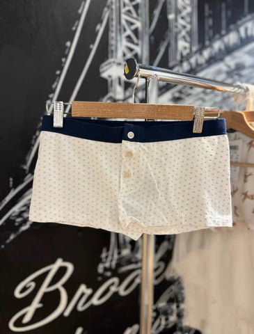 Sonicelife Chic Blue Heart Print Tight Women Shorts 2025 Fashion Three Button Elastic Waist Summer Shorts Homewear Casual Sweet Y2K Trouser