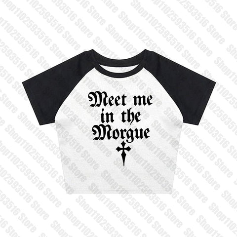 Sonicelife Y2k Crop Top Summer Goth Slim Vintage letter Graphic Baby Tee emo Cute Punk Hip Hop Women Crop top Short Sleeve Sexy Streetwear