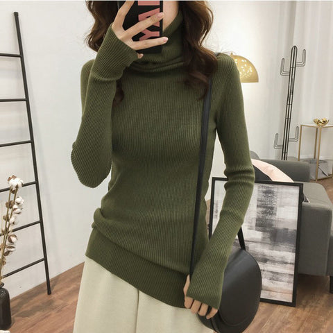 Sonicelife Women Black Casual Sweater Turtleneck Fall Thermal Pullover Sweater Hollow Out Long Sleeve Warm Winter Knit Jumpers New