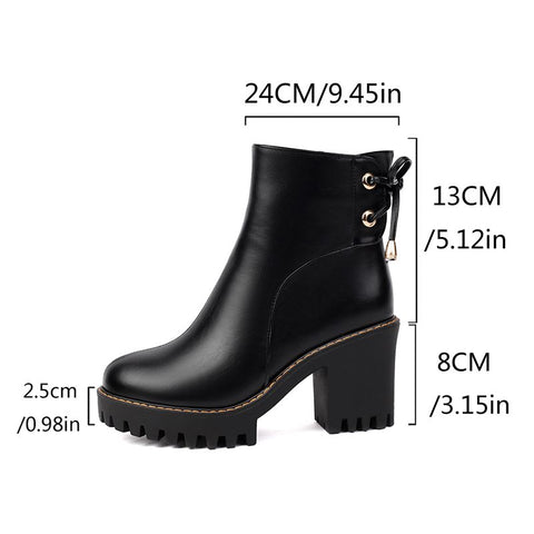 thanksgiving outfit Sonicelife Classic Women Ankle Boots Round Toe Chunky Heels 8cm Platform 2.5cm Lace Up 42 43 Leisure Daily Bota