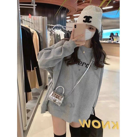 christmas outfit Sonicelife Long-sleeved autumn and winter sweatshirt, round neck ins top, thickened new style, loose and lazy winter clothes women y2k top