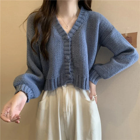 Sonicelife Women V-Neck Buttons Up Cardigan Sweater Casual Knit Sweater Coat Sweet Cardigan Coat For Women 2024 Autumn Winter