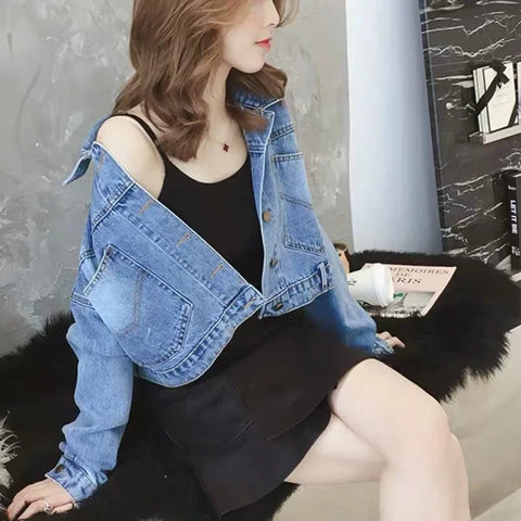 christmas outfit Sonicelife Plain Long Sleeve Denim Jacket for Women Spring Autumn Cowboy Coat Woman Outerwears Chic and Elegant 2025