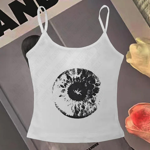 Sonicelife Printing Aesthetic Summer Pattern Soft Crop Tops Harajuku Y2K Women Halter tops Gothic Female Sport Vest Classic Fashion Singlet