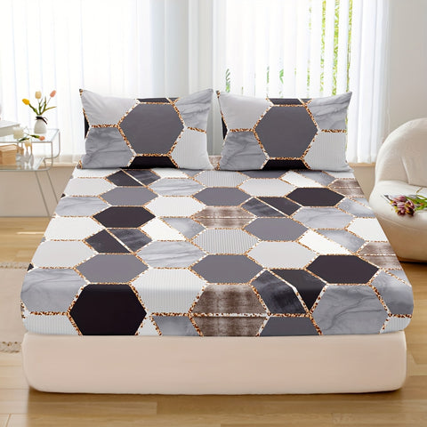 Sonicelife 3-Piece Soft Touch Multicolor Printed Fitted Sheet Set - Breathable, Hypoallergenic, and Wrinkle-Resistant Bedding Sheet Set