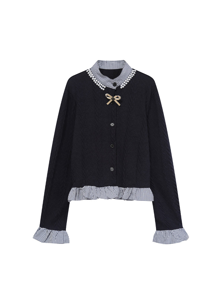 christmas outfit Sonicelife Women's Navy Cardigan Sweater Harajuku Preppy Style Long Sleeves Sweaters Jumper Aesthetic Vintage Y2k 2000s Emo Clothes Autumn