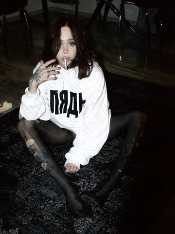 Sonicelife Gothic Grunge Punk Hip Hop Y2K Women's Autumn Winter Sweater Casual Loose Chic Printed Hoodie Harajuku Retro Emo Girl Streetwear