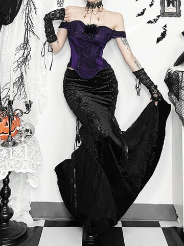 Sonicelife Palace Style Vintage Gothic Vest Women Dark Punk Sexy Emboridered Crop Tank Tops Cosplay Partywear Rave Outfits Female