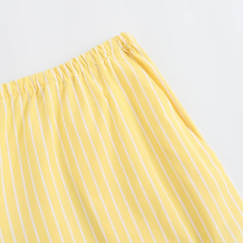 Sonicelife Women's Striped Pants Poplin Fabric Elastic High Waist Casual Versatile, Straight Leg New
