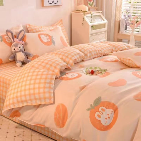 Sonicelife Nordic Yellow Solid Color Bedding Set Flat Bed Sheet Duvet Cover Single Double Full Queen King Bedclothes Ins Pure Bedroom Linen