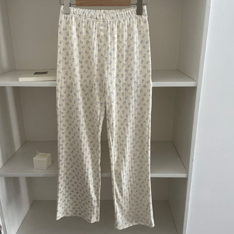 Sonicelife Sweet Print Cotton Long Pants Women All-match Soft Elastic High Waist Pajama Trousers Vintage Preppy Style Cute Home Pant Y2K