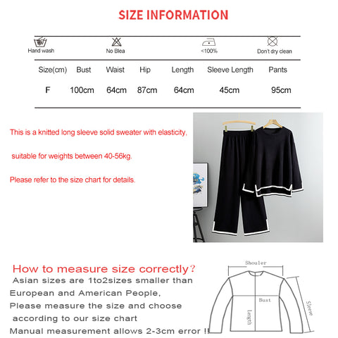 Sonicelife Contrast Color Patchwork 2 Piece Set Long Sleeve O-Neck Split Tops and High Waist Wide Leg Pants Loose Casual Women Suit