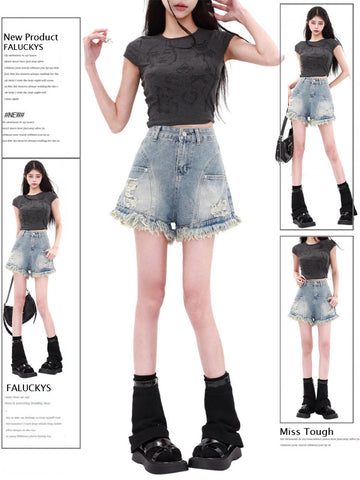 Sonicelife Vintage Sexy Hot Girl Slim Denim Shorts Women Y2k Causal High-waist American Style Pants Korean Fashion 2025 Summer Chic New