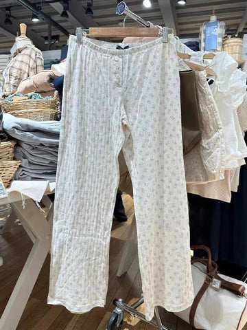 Sonicelife Fashion Cute Little Bear Print Sweatpants Women Casual Elastic Waist Straight Button Streetwear Pants Sweet Vintage Y2K Trousers