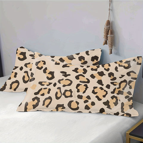 Sonicelife 3pcs Stylish Leopard Print Fitted Bed Sheet Set for Bedroom Soft and Comfortable Bedding Set Bed Sheet with Pillowcases (1pc