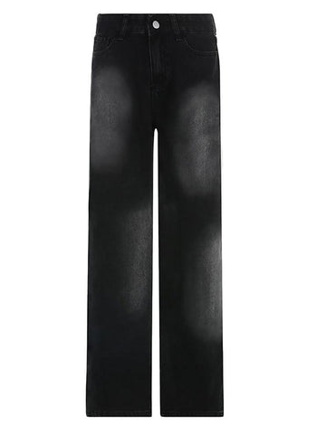 Sonicelife-Low Rise Washed Loose-Fit Baggy Jeans