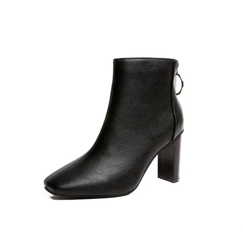 Sonicelife 2025  Ankle boots Women chunky heel British style autumn high-heeled boots winter boots with velvet back zipper  single