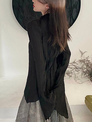 Sonicelife Harajuku Dark Academic Shirt Women Streetwear Vintage Y2K Blouse Sexy Gothic Long Sleeve Irregular Female Spring New Tops