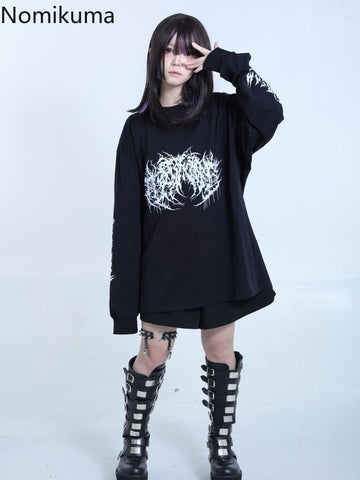 Sonicelife 2025 Ropa Mujer Streetwear Hip-hop Hoodies Women Clothes Japanese Harajuku Tops O-neck Casual Sweatshirts Print Chic Y2k Hoodie