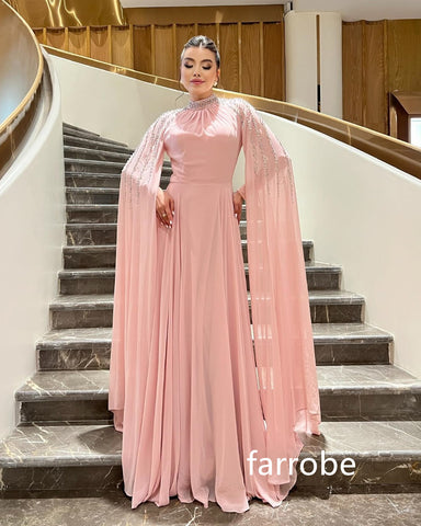 Sonicelife Customized Formal Chiffon Pleat A-line O-Neck Long Dresses Homecoming Dresses Classic Exquisite Modern Style Pastrol Unisex Chin (PRE-ORDER)