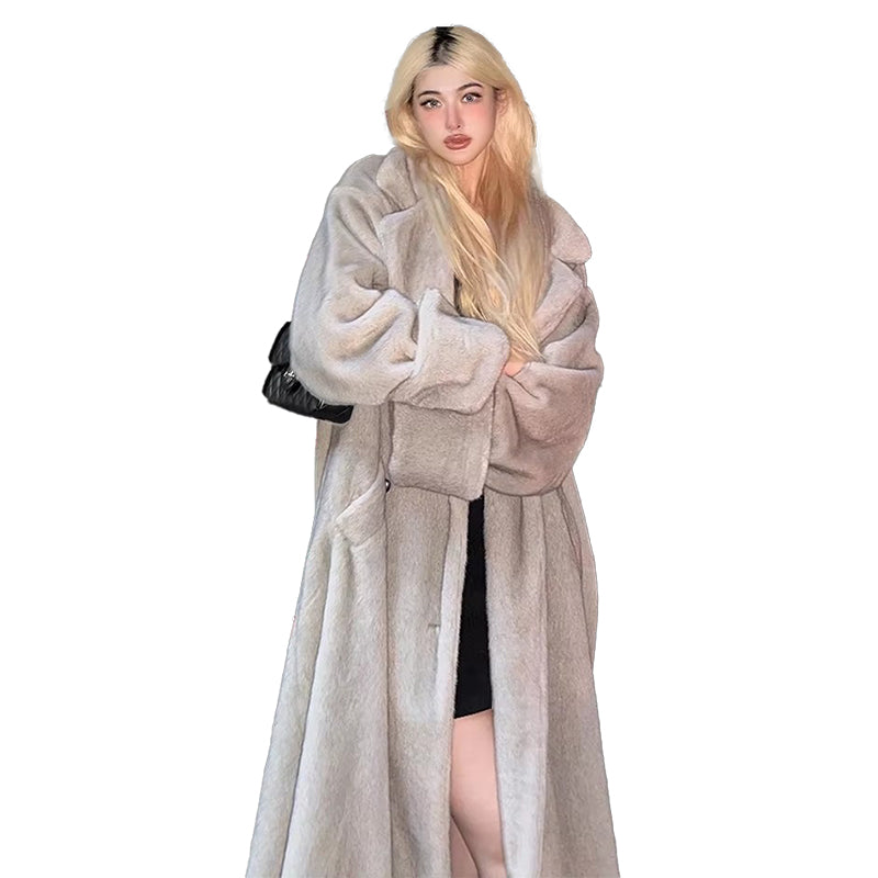 christmas outfit Sonicelife Spring Winter Long Oversized Fluffy Thick Warm Soft Faux Mink Fur Coat Women Elegant Luxury Chic Furry Overcoat 2025