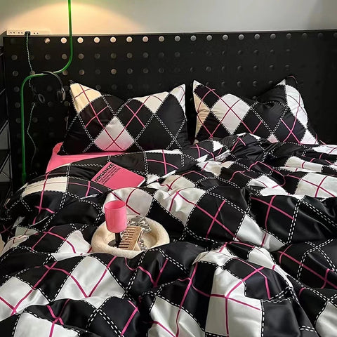 Sonicelife Floral Bedding Set Skin Friendly Nordic Style Duvet Cover With Pillowcases INS Flat Bed Sheet Soft Polyester Comforter Sets
