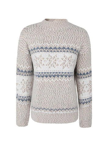 Back To School Sonicelife Snowflake Jacquard Mock Neck Sweater