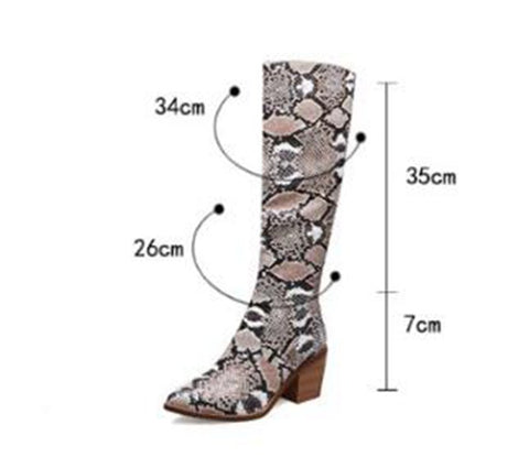 thanksgiving outfit Sonicelife 2020 Cowboy boots Knee high print Pointed toe heel Brand women boots wedges shoes Big size 44