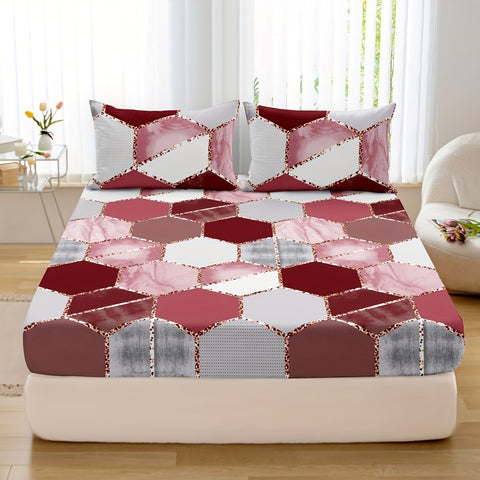 Sonicelife 3-Piece Soft Touch Multicolor Printed Fitted Sheet Set - Breathable, Hypoallergenic, and Wrinkle-Resistant Bedding Sheet Set