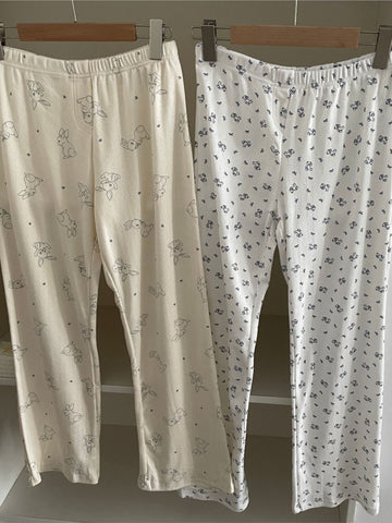 Sonicelife Sweet Print Cotton Long Pants Women All-match Soft Elastic High Waist Pajama Trousers Vintage Preppy Style Cute Home Pant Y2K