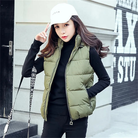 Sonicelife Winter Sleeveless Jacket Female Hoodies Down Vest 2025 New Duck Down Puffer Waistcoat Ultra Light Winderproof Puffer Coat Outwea