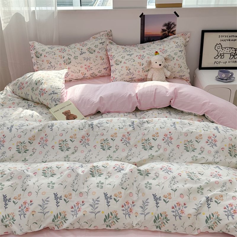 Sonicelife Fashion Duvet Cover Set No Filler Flat Sheet Pillowcases Boys Girls Cute Twin Queen Size Ins Spring New Bedding Linen