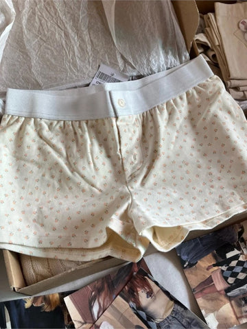 Sonicelife American 2025 New Women's Super Shorts Low Waiste Floral Print Sweet Girls Pant Casual Slim Home Shorts Y2K Cotton Trouser