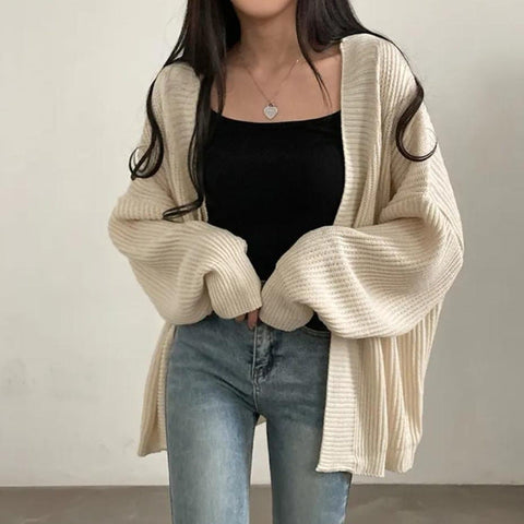 christmas outfit Sonicelife Vintage Oversized Loose Open Front Cardigan