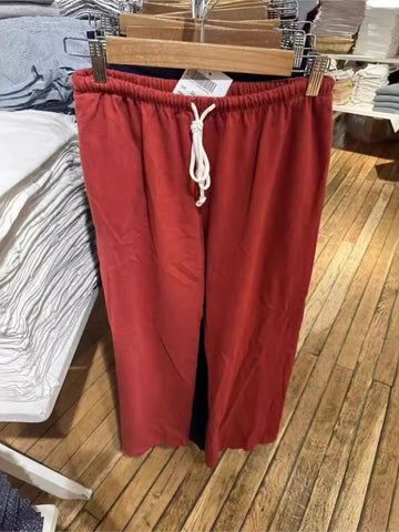 Sonicelife Red Drawstring Elastic Waist Oversized Retro Trouser Woman Casual Wide Leg Pant Loose Y2K Harajuku Sweatpants Cototn Blend