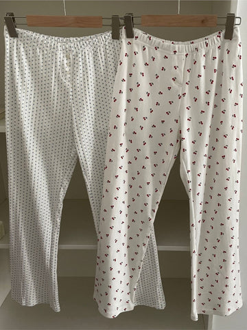 Sonicelife Sweet Print Cotton Long Pants Women All-match Soft Elastic High Waist Pajama Trousers Vintage Preppy Style Cute Home Pant Y2K