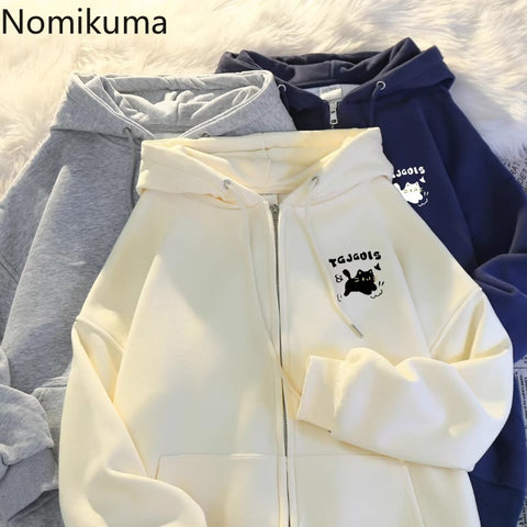 Sonicelife Hooded Sweatshirts for Women 2025 Ropa Mujer Thicked Oversized Jackets Y2k Tops Casual Fashion Anime Zipper Hoodies Coats 49C858