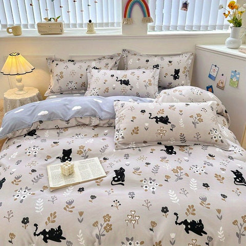 Sonicelife Cute Boys Duvet Cover Set with Zipper Girls New Flat Bed Sheet Pillowcases No Filler Double Queen Size Adult Kids Bedding Linens