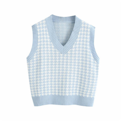Sonicelife Houndstooth knitted Sweater